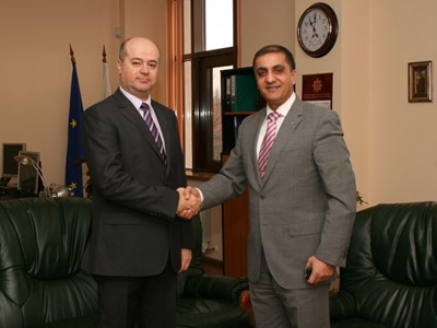 Working meeting of the Chairperson of SCIS Mr. Boris Dimitrov with the Ambassador Extraordinary and Plenipotentiary of the State of Palestine to the Republic of Bulgaria H. E. Mr. Ahmed Al Madbuh, 6th March 2013, Sofia