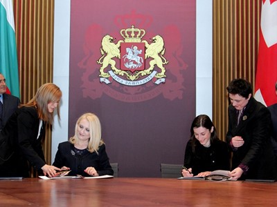 A ceremony on the signing of Agreement on amending the Agreement between the Government of the Republic of Bulgaria and the Government of Georgia on exchange and mutual protection of classified information was held, 1 April 2012, Tbilisi