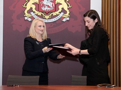 A ceremony on the signing of Agreement on amending the Agreement between the Government of the Republic of Bulgaria and the Government of Georgia on exchange and mutual protection of classified information was held, 1 April 2012, Tbilisi