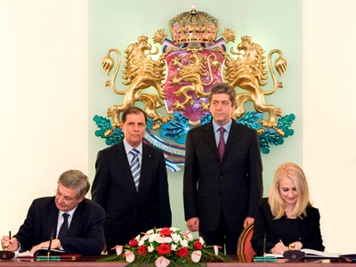 Signing of the Agreement between the Government of the Republic of Bulgaria and the Government of Malta  on mutual protection and exchange of classified information, on the side of Malta the Agreement is signed by the Deputy Prime Minister and Minister of Foreign Affairs Hon Dr Tonio Borg, 12 May 2011, Sofia