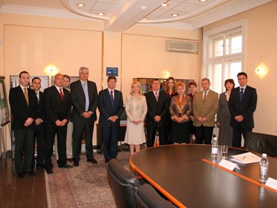 The Chairperson of the State Commission on Information Security Mrs. Tsveta Markova with Mr. Eduardo Cano Romera and Mr. Alfonso Bellesteros from the Security Directorate of the European Commission, 21 May 2008, Sofia